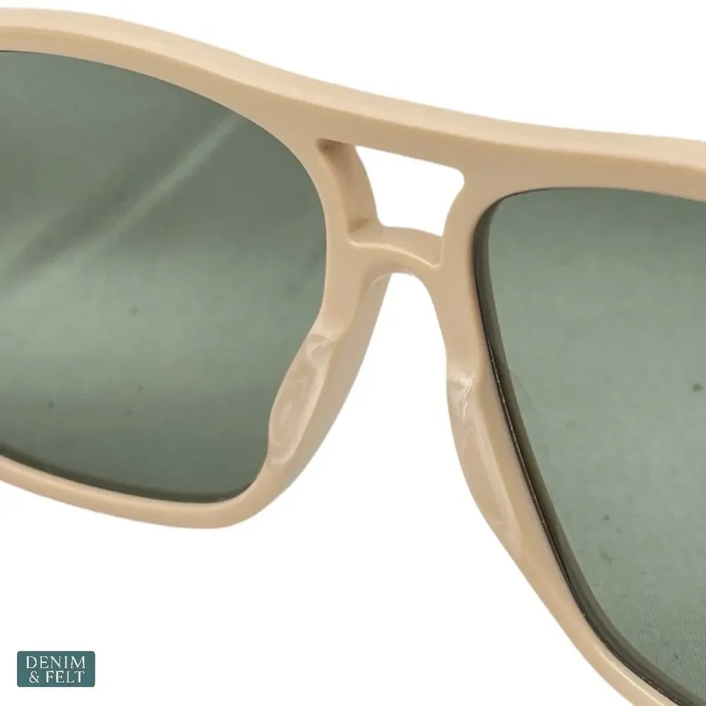 NEW‎ Gucci GG0475S Ivory Green Square Aviator Matte Lens Designer Sunglasses